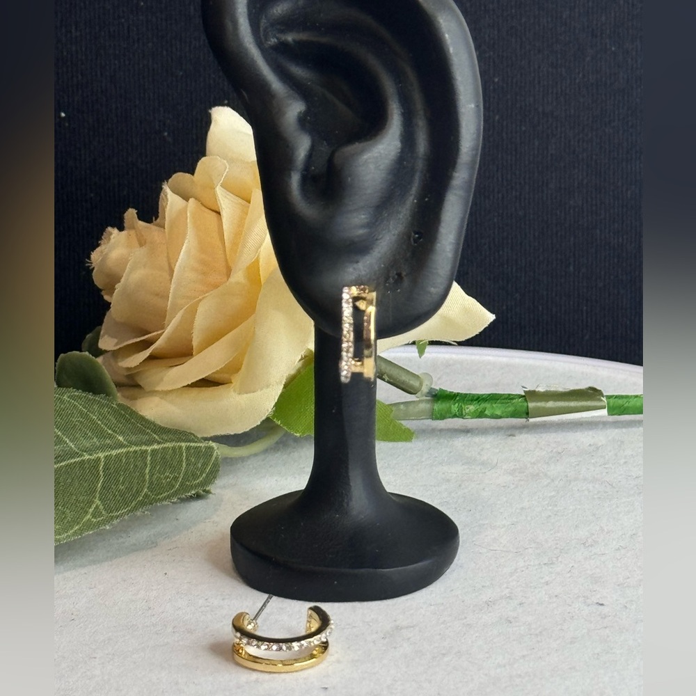 LC Lauren Conrad Gold Open CZ Hoops .5in